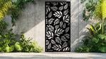 Botanic Wonder metal privacy screen in Black, featuring an intricate leaf-inspired design for a modern yet natural outdoor or indoor space.