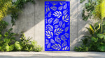 Botanic Wonder screen in Blaze Blue Gloss, showcasing a vivid botanical design that adds depth and personality to any modern outdoor space.