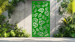 Botanic Wonder privacy screen in Mistletoe, featuring a lush green leaf pattern that harmonizes beautifully with natural surroundings.