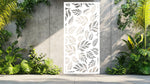 Botanic Wonder privacy screen in Bright White Gloss, showcasing a detailed botanical pattern that brings elegance to contemporary and classic settings.