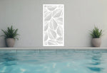 Bright White Gloss Garden Silhouette screen, offering a sleek and clean look for poolside or patio spaces.