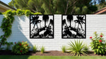 Chic Wetlands wall art panels in Night Sky Matt Black, displaying intricate wetland designs with herons and palm trees, adding a sleek and natural vibe to any space.